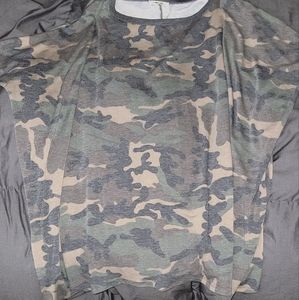 Camo top with dolman sleeves